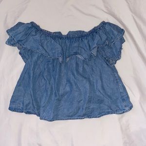 Forever 21 off the shoulder blue ruffle top